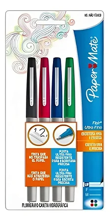 Canetas Flair Ultra Fina 0.4mm Com 4 Cores - Papermate