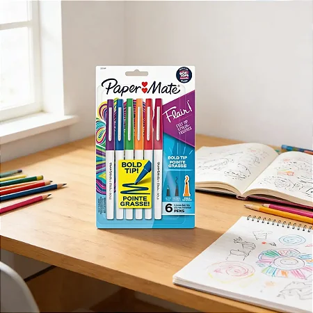 Caneta Hidrográfica Flair Bold 1.2 Mm 6 Cores Paper Mate