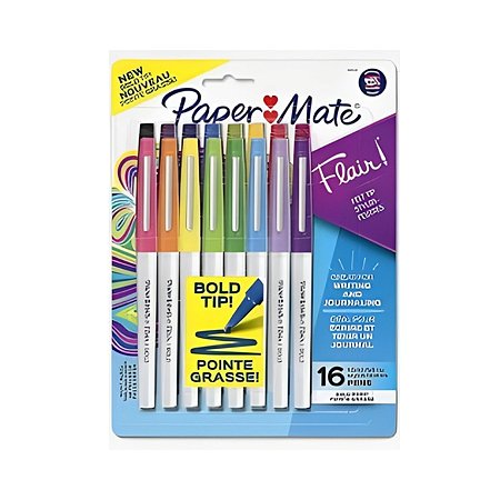 Caneta Hidrográfica Flair Bold Grossa 16 Cores Paper Mate
