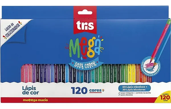 Lápis De Cor Tris Mega Soft Color 120 Cores - 1 Caixa