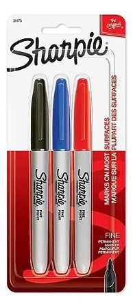 Caneta Permanente Sharpie Fina- Com 3 Cores