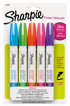 Marcador Artístico Sharpie Média Paint Oil Fashion 5 Cores