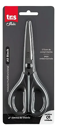 Tesoura Multifuncional Tris All Black Lamina Titânio- 1 Unid