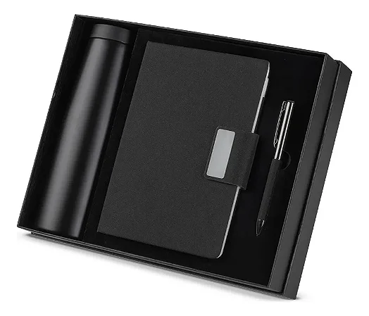 Kit Corporativo Premium Caderno Garrafa Caneta