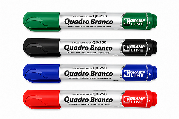 Kit 4 Marcadores Quadro Branco QB-250 Gramp Line