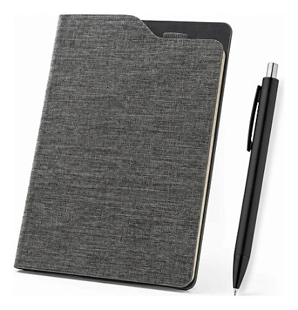 Kit Caderno A5 Capa Dura com Caneta Alumínio