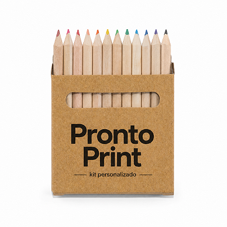 Caixa Mini Lápis de Cor 12 Cores Kit 50 Caixas Personalizada