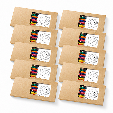 Conjunto Gizes de Cera com Cartões para Pintar- 10 Unidades