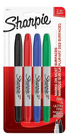 Marcador permanente de ponta dupla Twin Sharpie 4 Cores