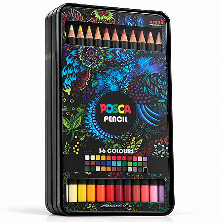 Lápis De Cor Posca Uniball Mitsubishi Pencil Com 36 Cores