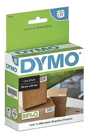 Etiqueta Dymo Label Writer 30336 - Papel Adesivo Térmico Branco – 500 etiquetas (2,5cm x 5,4cm)