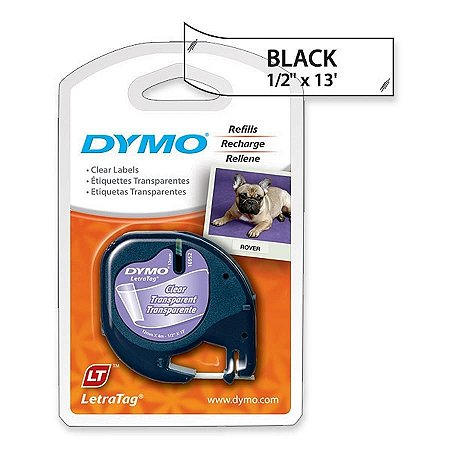 Fita Dymo 16952 (Transparente - Preto) Etiqueta 4m x 12mm