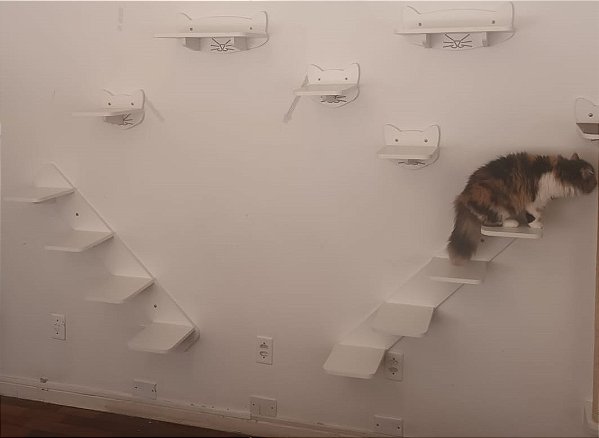 Elegance MDF Branco Escada 1 metro 4 prateleiras