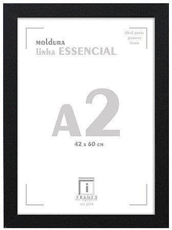 Moldura Quadro A2 42x60 cm Posters C/ Acetato - PRETA