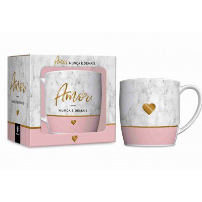 Caneca Porcelana 360 ml - Amor Nunca É Demais