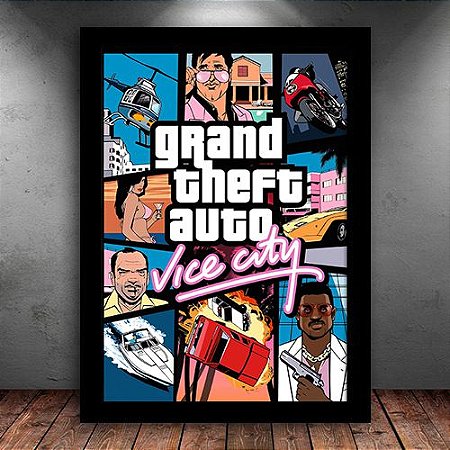 Poster Com Moldura Gta Vice City Iframes Decoração Inovadora