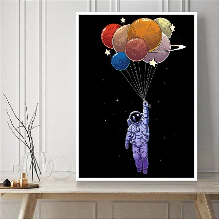 Quadro Decorativo Astronauta com Balões
