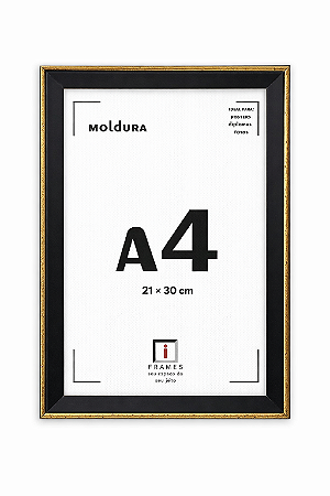 Moldura Premium A4 21x30 Para Certificado Diploma Com Vidro - FILETE OURO