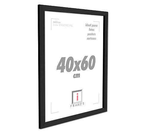 Moldura Quadro 40x60 cm Posters C/ Acetato - PRETA