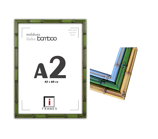 Moldura A2 42x60cm Premium Bamboo C/ PETG - Caixa Alta 3x2cm