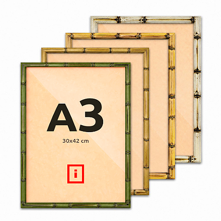 Moldura A3 30x42 cm Caixa Alta C/ Vidro Premium Bamboo