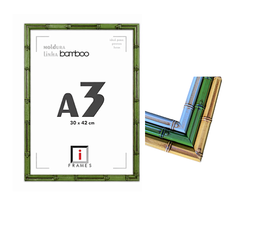 Moldura Caixa Alta Premium Bamboo A3 30x42 cm C/ Vidro