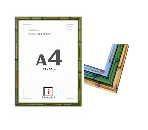 Moldura A4 21x30 cm Premium Bamboo C/ Vidro Caixa Alta 3x2cm