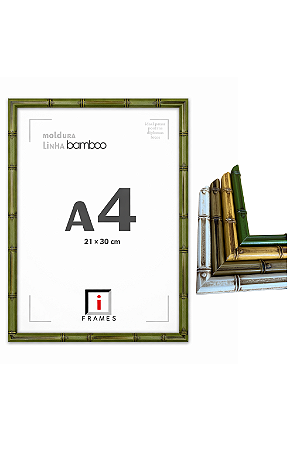 Moldura Caixa Alta Premium Bamboo A4 21x30 cm C/ Vidro