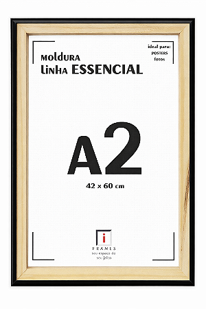Moldura A2 42x60cm Filete Para Placa MDF - Preta