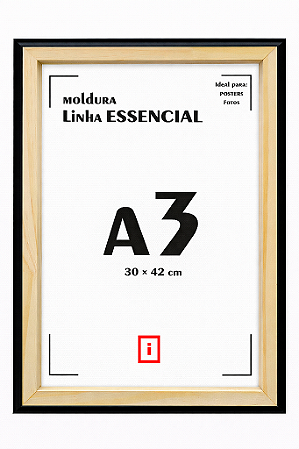 Moldura A3 30x42cm Filete Para Placa MDF - PRETA