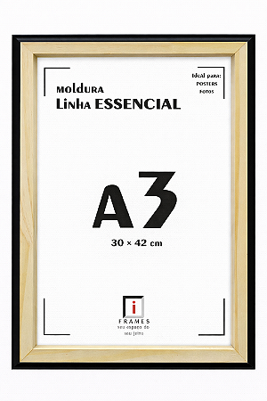 Moldura A3 30x42cm Filete Para Placa MDF - PRETA