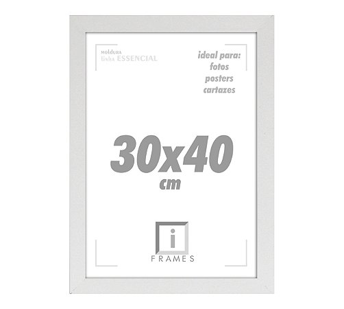 Moldura Quadro 30x40 cm Posters C/ Acetato - BRANCA