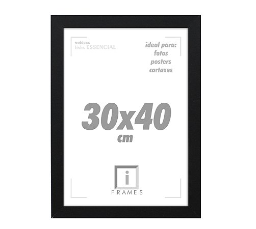 Moldura Quadro 30x40 cm Posters C/ Vidro - PRETA