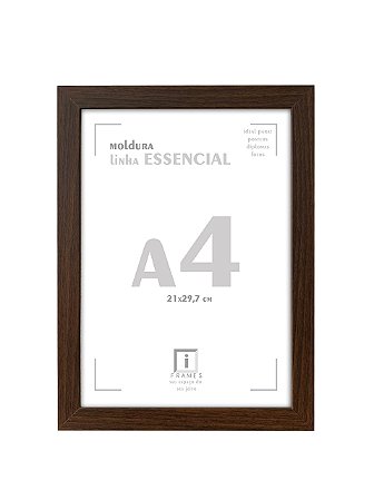 Moldura Quadro A4 21x30 cm Diploma Poster C/ Vidro - TABACO