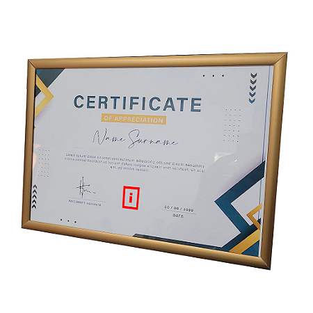 Moldura A4 21x30 cm Alumínio Vidro Simples Alvará Certificado - BRONZE FOSCA