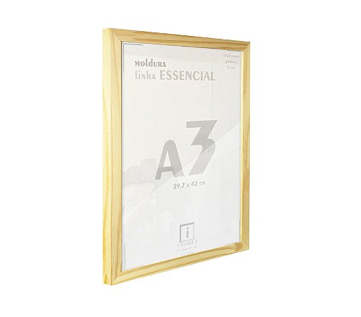 Moldura Caixa Alta A3 30x42 cm Posters C/ Vidro - PINUS