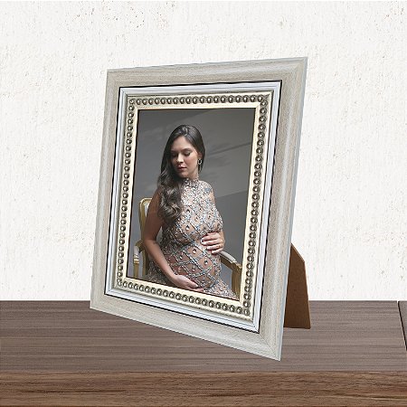 Porta Retrato Premium Foto 15x21 cm - Pátina com Colar Champanhe