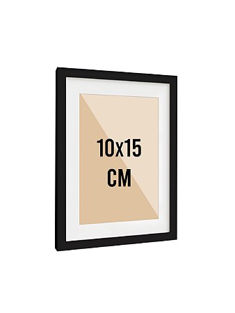 Moldura Quadro Com Vidro E Paspatur De 3 Cm P/ Imagem A6 10x15 - PRETA