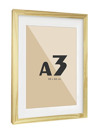 Moldura Quadro Com Vidro E Paspatur De 3 Cm P/ Imagem A3 30x42 - PINUS