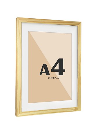 Moldura Quadro Com Vidro E Paspatur De 3 Cm P/ Imagem A4 21x30 - PINUS