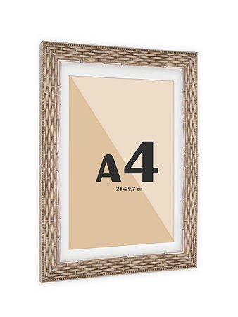 Moldura Trançada A4 21x30 Com Paspatur e Vidro Frontal