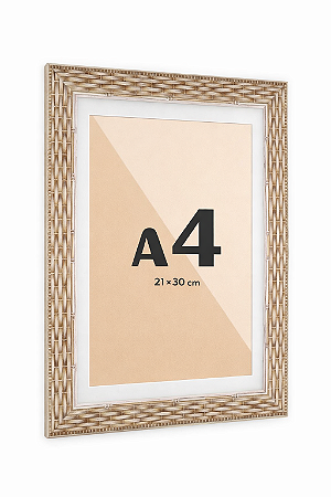 Moldura Trançada A4 21x30 Com Paspatur e Vidro Frontal