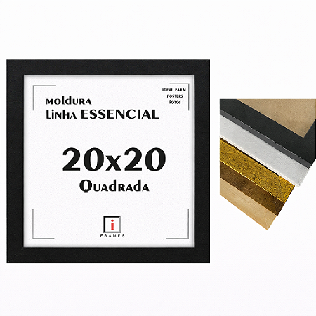 Moldura Quadro 20x20 cm P/ Posters Imagens Fotos - COM VIDRO