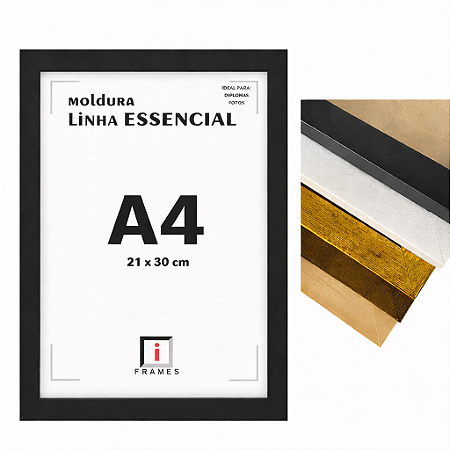 Moldura Quadro A4 21x30 cm P/ Posters Imagens Fotos - COM ACETATO
