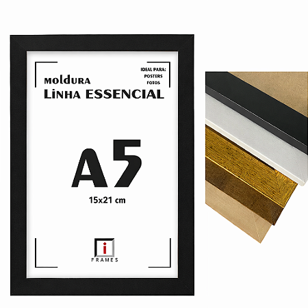 Moldura Quadro A5 15x21 cm P/ Posters Imagens Fotos - COM ACETATO