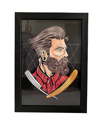 Quadro Decorativo Com Imagem Vintage Barbeiro A4 21x30 cm - COM VIDRO