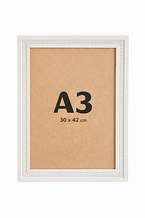 Moldura Premium Trilha A3 30x42 cm Com Vidro - BRANCA