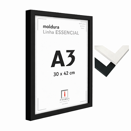 Moldura Caixa Alta A3 30x42 cm P/ Posters Imagens Fotos - COM VIDRO