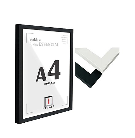 Moldura Caixa Alta A4 21x30 cm P/ Posters Imagens Fotos - COM VIDRO