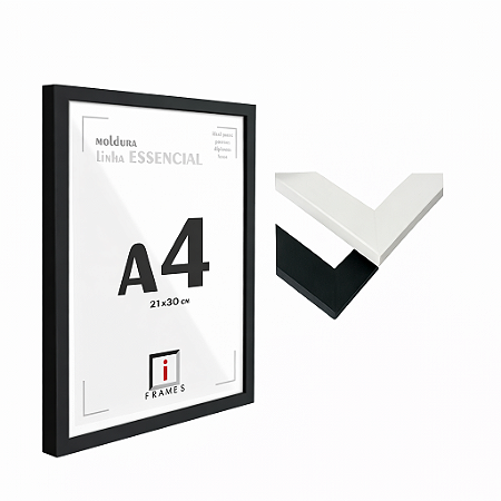 Moldura Caixa Alta A4 21x30 cm P/ Posters Imagens Fotos - COM VIDRO